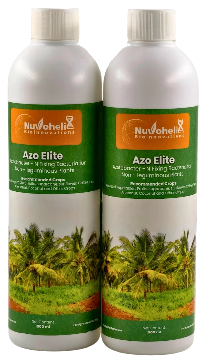 Azo Elite biofertilizer bottles by Nuvohelix
